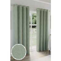 Enhanced Living 'Austin' Green 100% Blackout, Thermal, Linen Look Pair of Eyelet Curtains | Size: 229 cm width x 229 cm drop
