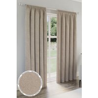 Enhanced Living 'Dallas' Natural 100% Blackout, Thermal, Linen Look Pair of Pencil Pleat Curtains | Size: 117 cm width x 229 cm drop