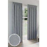 Enhanced Living 'Dallas' Grey 100% Blackout, Thermal, Linen Look Pair of Pencil Pleat Curtains | Size: 229 cm width x 229 cm drop