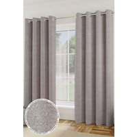 Enhanced Living 'Royale' Silver Room Darkening Boucle Readymade Curtains Pair | Size: 168 cm width x 137 cm drop