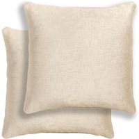 Enhanced Living Pair of Vogue Textured Double Sided Zip Opening Piped Edge Cushion Covers - 43x43cm - Cases Only in Cream | Size: 43 cm x 43 cm