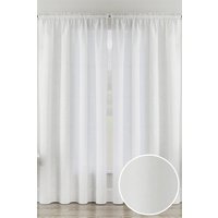 Tyrone Textiles Rhodes' White Plain Linen-Look Voile Panels Pair with Rod Pocket Header | Size: 140 cm width x 137 cm drop