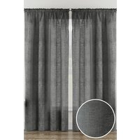 Tyrone Textiles Rhodes' Charcoal Plain Linen-Look Voile Panels Pair with Rod Pocket Header | Size: 140 cm width x 137 cm drop