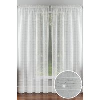 Tyrone Textiles Lima' Silver Metallic Lurex Stripe Voile Panels Pair with Rod Pocket Header | Size: 140 cm width x 137 cm drop
