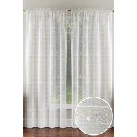Tyrone Textiles Lima' Gold Metallic Lurex Stripe Voile Panels Pair with Rod Pocket Header | Size: 140 cm width x 229 cm drop
