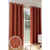 Enhanced Living Tokyo' Orange Velvet Embossed Eyelet Thermal Dimout Curtain Pair | Size: 168 cm width x 137 cm drop