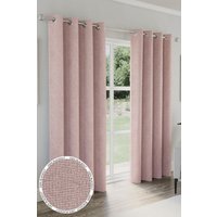 Enhanced Living 'Austin' Blush 100% Blackout, Thermal, Linen Look Pair of Eyelet Curtains in Pink | Size: 117 cm width x 183 cm drop