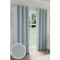 Enhanced Living 'Austin' Blue 100% Blackout, Thermal, Linen Look Pair of Eyelet Curtains | Size: 117 cm width x 229 cm drop