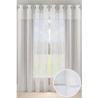 Tyrone Textiles 'Andorra' White Textured Header Voile Panels Pair with Eyelet Header | Size: 140 cm width x 137 cm drop