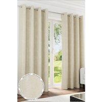Enhanced Living 'Knightsbridge' Cream 100% Blackout, Thermal, Chenille Pair of Eyelet Curtains | Size: 168 cm width x 183 cm drop