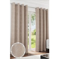 Enhanced Living 'Knightsbridge' Sand 100% Blackout, Thermal, Chenille Pair of Eyelet Curtains in Light Sand | Size: 168 cm width x 183 cm drop