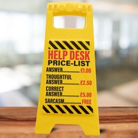 Boxer Gifts Desk Warning Sign- Help Desk Price List UK
