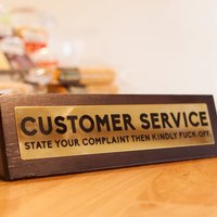 Boxer Gifts Customer Service' Wooden Desk Sign