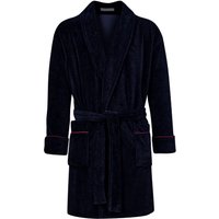 Bown of London Men's Rockefeller Luxury Cotton Short Velvet Smoking Jacket in Navy | Size: Medium/Large