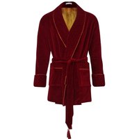 Bown of London Men's Howard Cotton Short Velvet Smoking Jacket in Burgundy | Size: XL