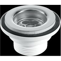 McAlpine BSW2P 60mm Stainless Steel Flange Centre Pin Basin Waste with Black
