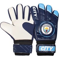 Manchester City FC Boy's Kids Goalkeeper Goalie Gloves in Blue | Size: 10-14 Years