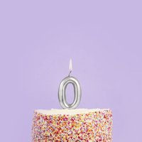 Silver Number 0 Celebration Candle