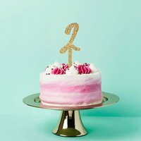 Gold Number 2 Glitter Acrylic Cake Topper