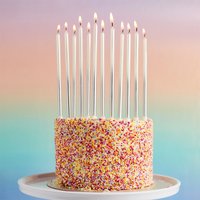 Silver Ombre Tall Skinny Celebration Candles Pack 12