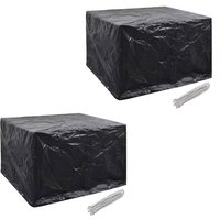 Berkfield Home Garden Furniture Covers 2pcs 4 Person Poly Rattan 113x113cm in Black | Size: 113x113 cm