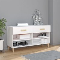 Berkfield Home Shoe Cabinet White 102x35x55 cm Engineered Wood | Size: 102 x 35 x 55 cm