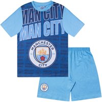 Manchester City FC Boy's Kids Short Pyjama Set in Navy | Size: 10-11 Years