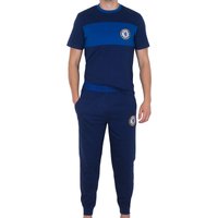 Chelsea FC Men's Adults Premium Pyjama Set in Navy | Size: Large
