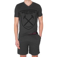 West Ham United FC Men's Adults Short Pyjama Set in Grey | Size: Medium
