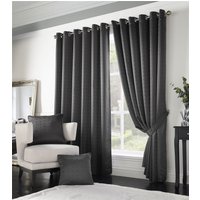 Luxury Living Adi Lined Ring Top Eyelet Curtains in Charcoal | Size: 168 cm width x 183 cm drop