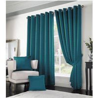 Luxury Living Adi Lined Ring Top Eyelet Curtains in Teal | Size: 229 cm width x 274 cm drop