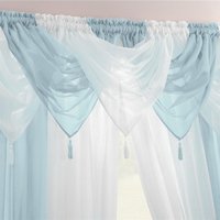 Alan Symonds Tassled Voile Swag Panel in Duck Egg Blue | Size: 76 cm width x 43 cm drop