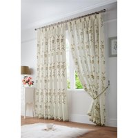 Luxury Living Exe Embroidery Lined Voile Curtains in Beige | Size: 148 cm width x 229 cm drop