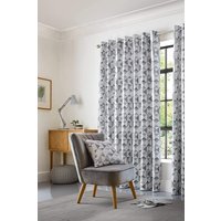 Alan Symonds Skandi Geometric Jacquard Fully Lined Eyelet Curtains in Silver | Size: 229 cm width x 183 cm drop