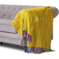 100% Acrylic Throw 200cm x 130cm Lime Stripe cm x 130 cm