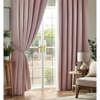 Luxury Living Chenille Blackout Pencil Pleat Top Curtains in Pink | Size: 117 cm x 96.5 cm