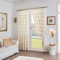 Leaf Embroidered Tulle Voile Curtains Pencil Pleat cm width x 137 cm drop