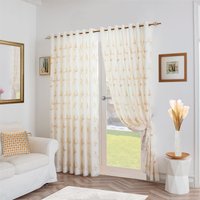 Leaf Embroidered Tulle Voile Curtains Ring Top cm width x 137 cm drop