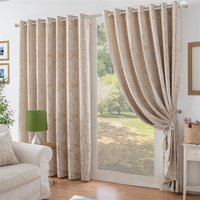 Chenille Jacquard Lined Ring Top Eyelet Curtains cm width x 183 cm drop