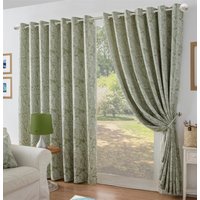 Chenille Jacquard Lined Ring Top Eyelet Curtains cm width x 183 cm drop