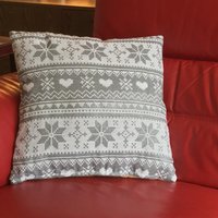 Luxury Living Christmas Love Snow Decorative Cushion With Pad 45cm x 45cm in Silver | Size: 45 cm x 45 cm