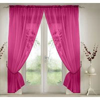 Elegant Plain Voile Panel Curtains PAIR Sheer Light Diffusing Window Treatments FREE Tie Backs cm width x 122 cm drop