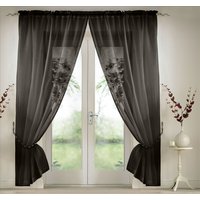 Elegant Plain Voile Panel Curtains PAIR Sheer Light Diffusing Window Treatments FREE Tie Backs cm width x 229 cm drop