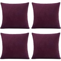 Set 4 Velvet Chenille Cushions 45cm x 45cm Removable Covers & Plush Pads Soft Stylish Home Décor cm x 45 cm
