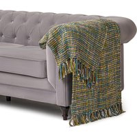 100% Acrylic Throw 180cm x 115cm Blue Green cm x 115 cm