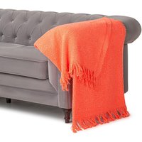 100% Acrylic Throw 170cm x 130cm Orange Pink cm x 130 cm