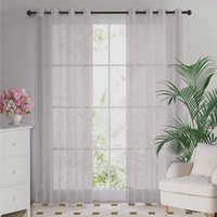 Luxury Living Voile Ring Top Curtain Panel Pair in Silver | Size: 145 cm width x 229 cm drop