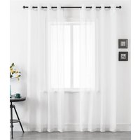 Luxury Living Voile Ring Top Curtain Panel Pair in White | Size: 145 cm width x 183 cm drop