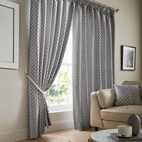 Modern Geometric Two Tone Jacquard Lined Pencil Pleat Taped Curtains cm width x 137 cm drop