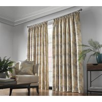 Luxury Living Luxury Fern Jacquard Pencil Pleat Taped Top Ready Made Curtains in Yellow | Size: 168 cm width x 183 cm drop